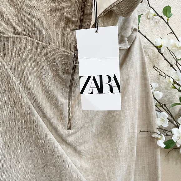 ZARA ASYMMETRICAL SLIP DRESS TAUPE BROWN 3265/332/193/014 - Picture 3 of 9